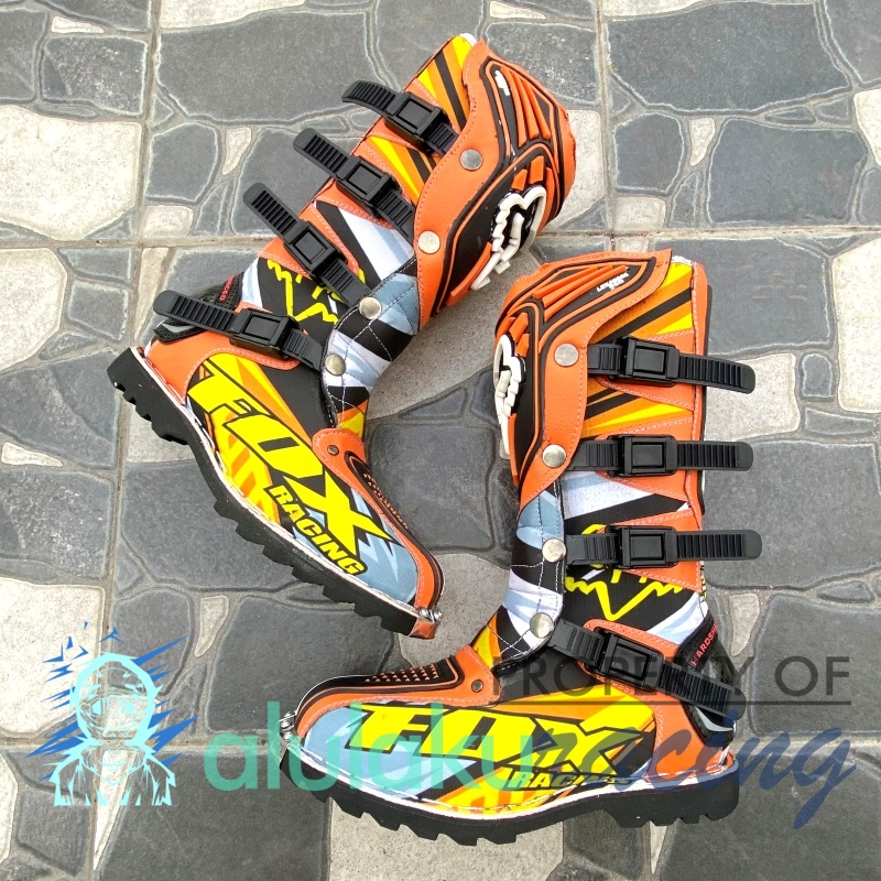 Sepatu Print MX Premium Trail with Protector for Touring Motocross Enduro Adventure - F04