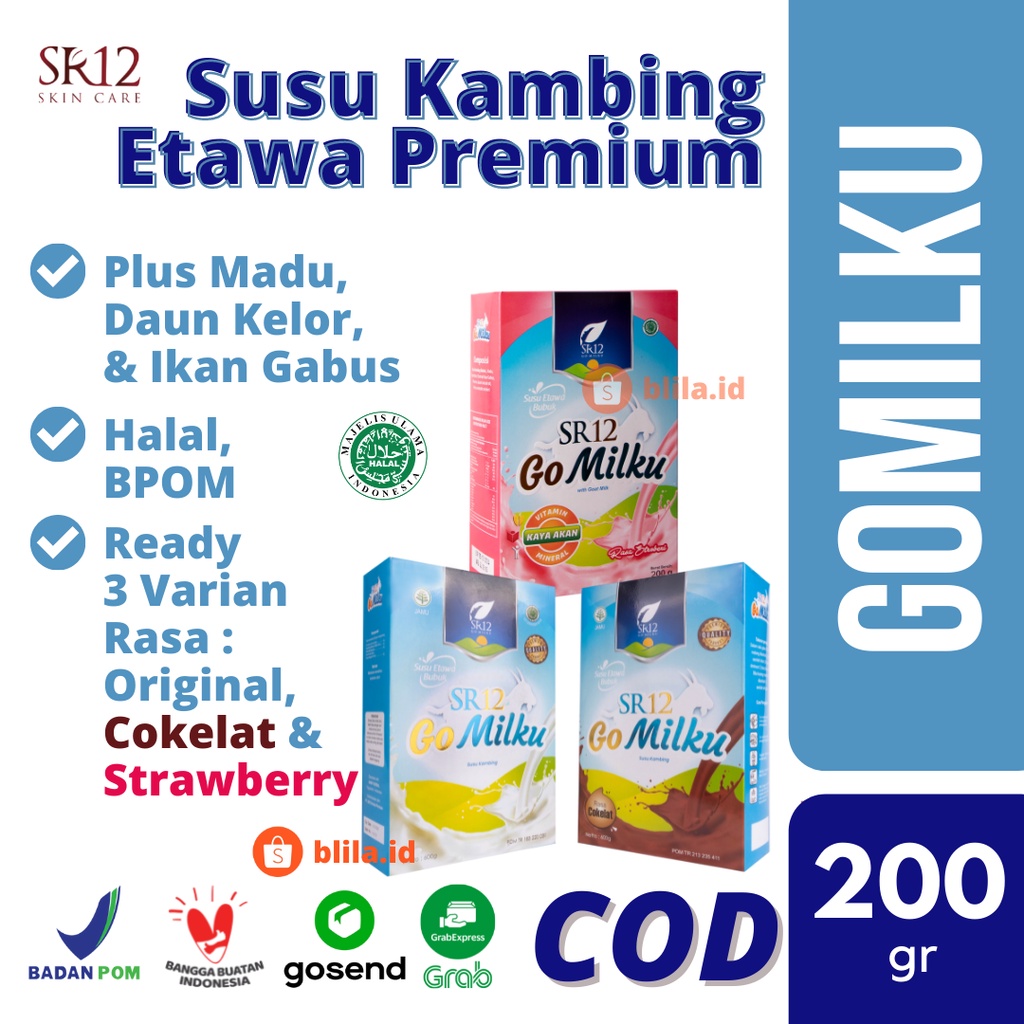 [TANPA GULA] Susu Kambing Etawa Bubuk GOMILKU SR12 GO MILKU BPOM Plus Madu Daun Kelor Ikan Gabus