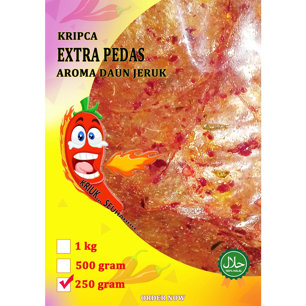 

kripca 250 gram / pikca snack extra pedas daun jeruk / keripik kaca beledag