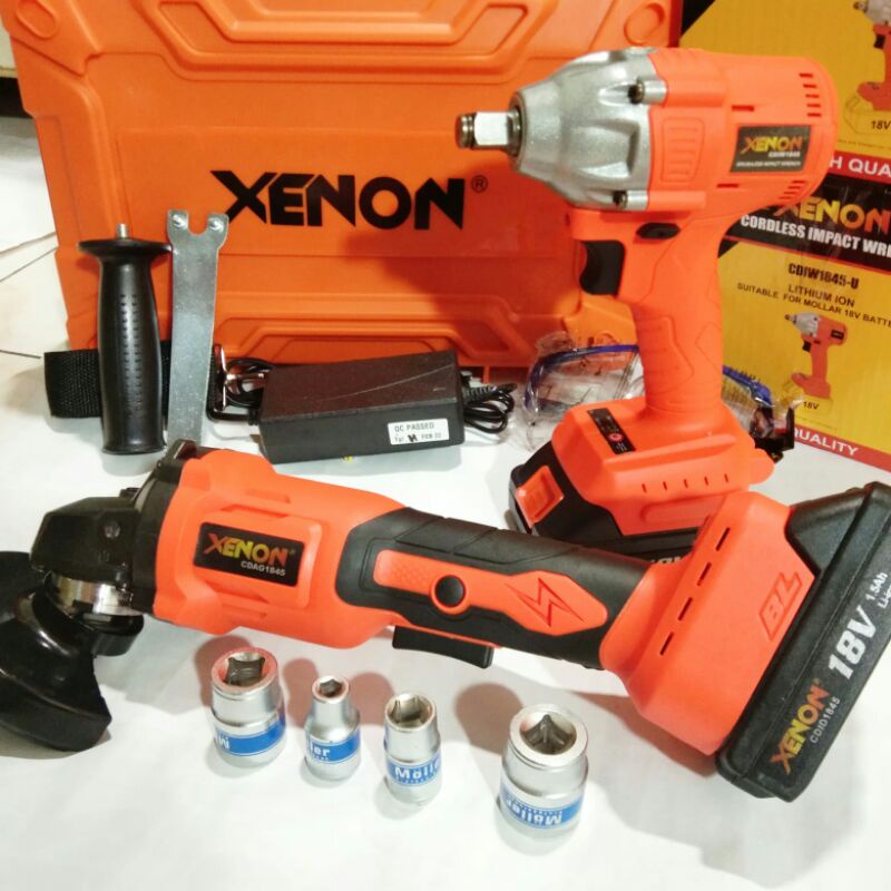 Paket Bor Impact Drill & Gerinda Baterai Xenon