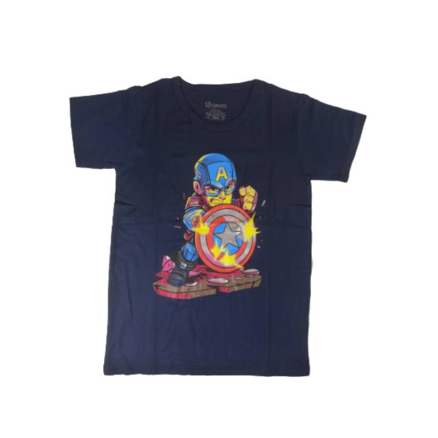 Baju Kaos Anak Cowok Captain America Rock Karakter Superhero Tanggung Tshirt Rhymes Import