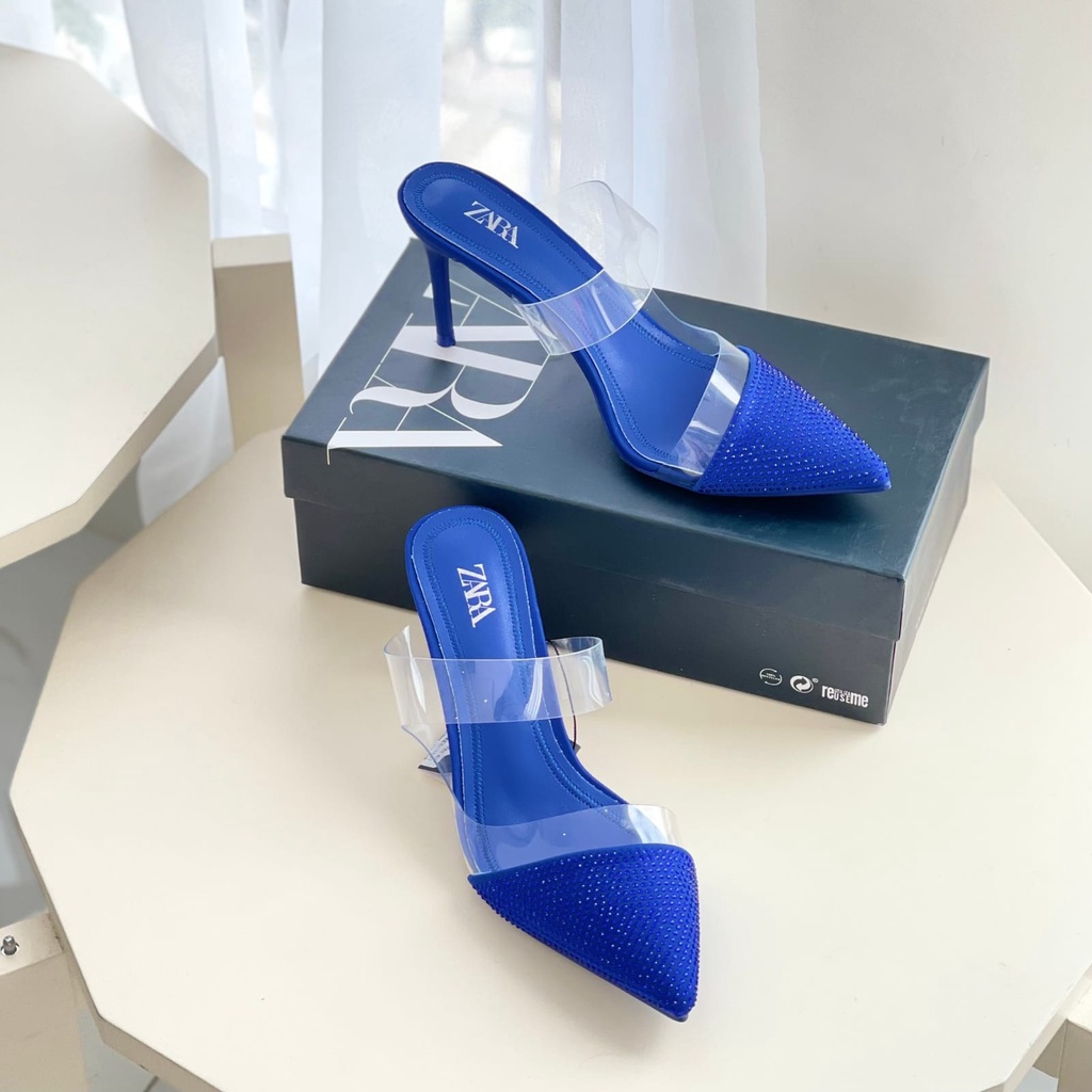 SEPATU WANITA ZS-3598 VINLY MULES HEELS 8CM