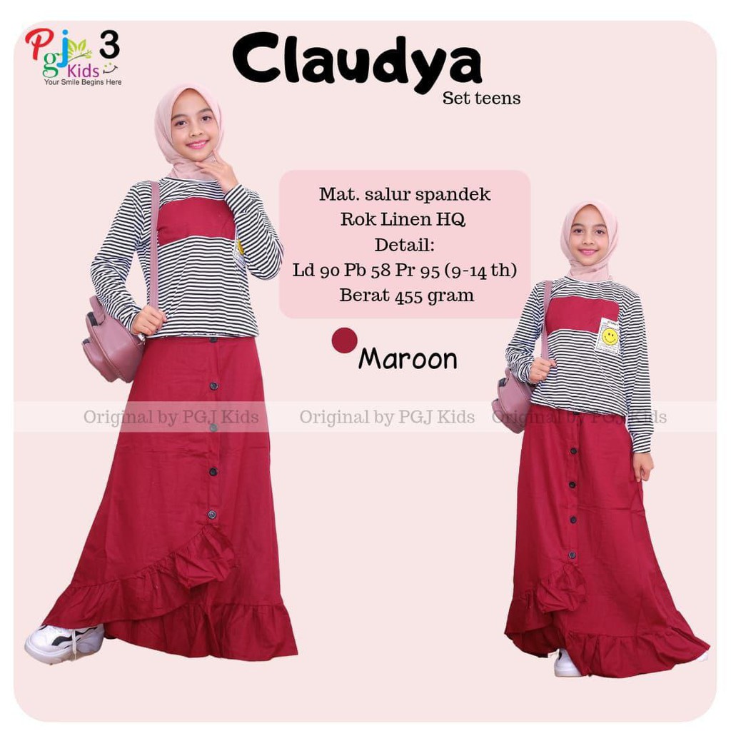 COD Claudya Setelan Rok Anak Remaja | SET ROK ANAK REMAJA TERBARU_Kiddos Kids