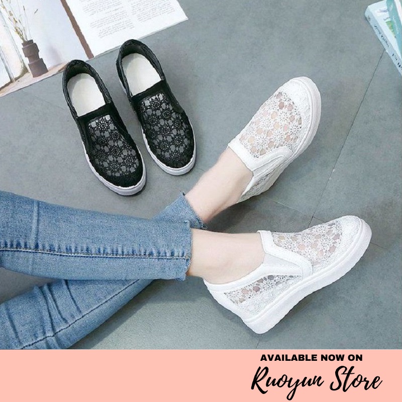 RYX - Elegant Lace Sepatu Slip On Wanita Fashion Casual - Ori Import