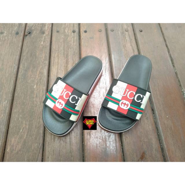 SANDAL SLIDE GUCCI PRIA CASUAL | SANDAL SLIP ON KARET