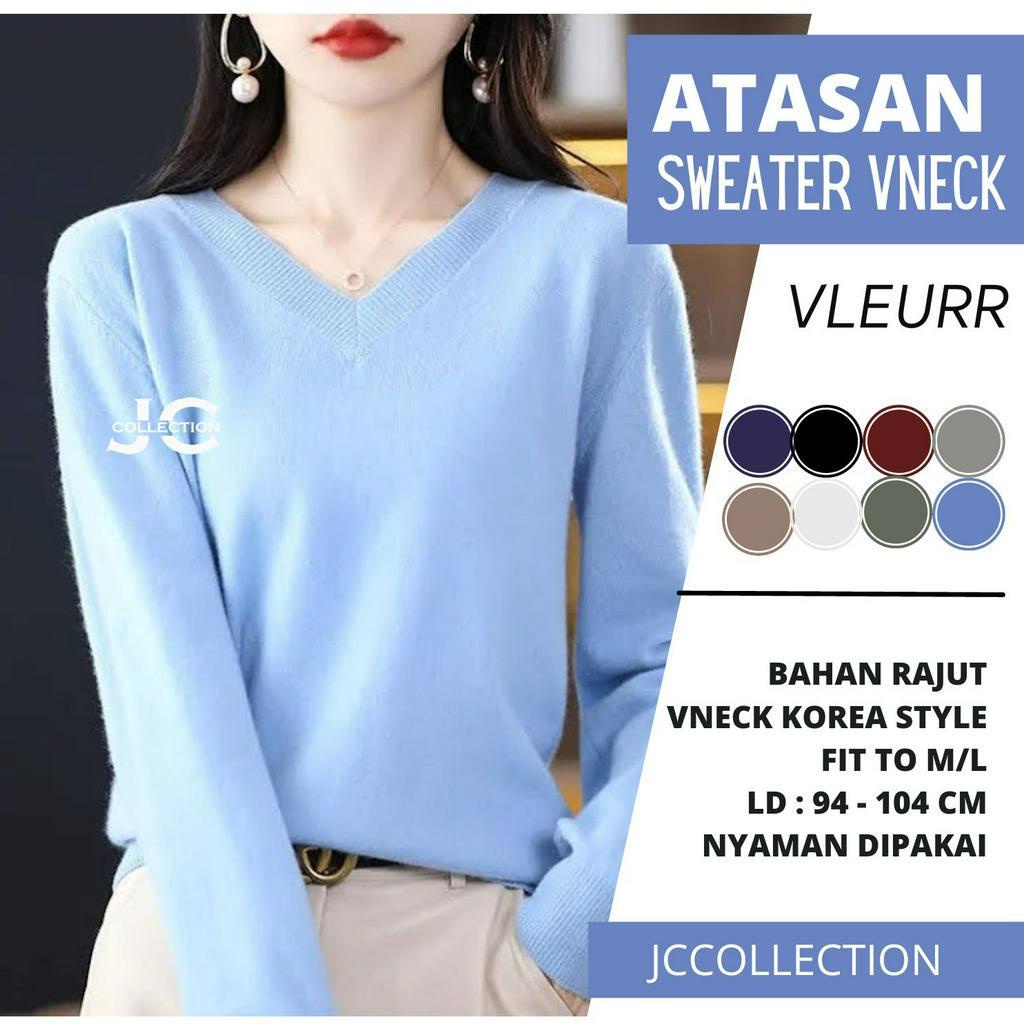 Sweater Rajut Korea Wanita Leher V Neck - Vanessa - JCCollections/ Outer Sweter Korea Rajut Vneck