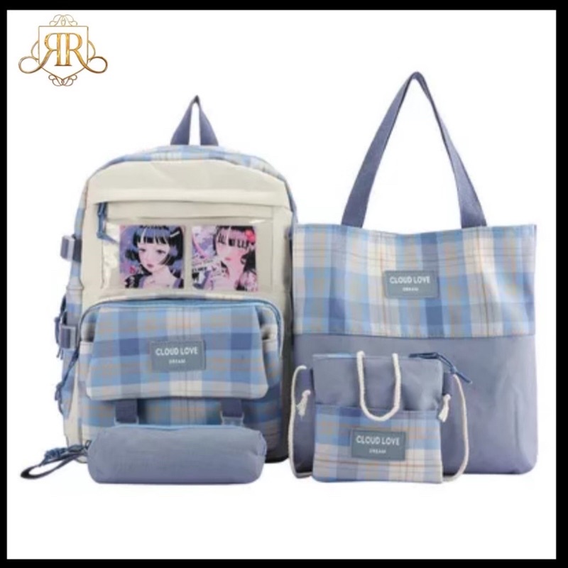 TAS RANSEL SEKOLAH SET 3IN1 ANAK PEREMPUAN SLOT LAPTOP TABLET LUCU KEKINIAN