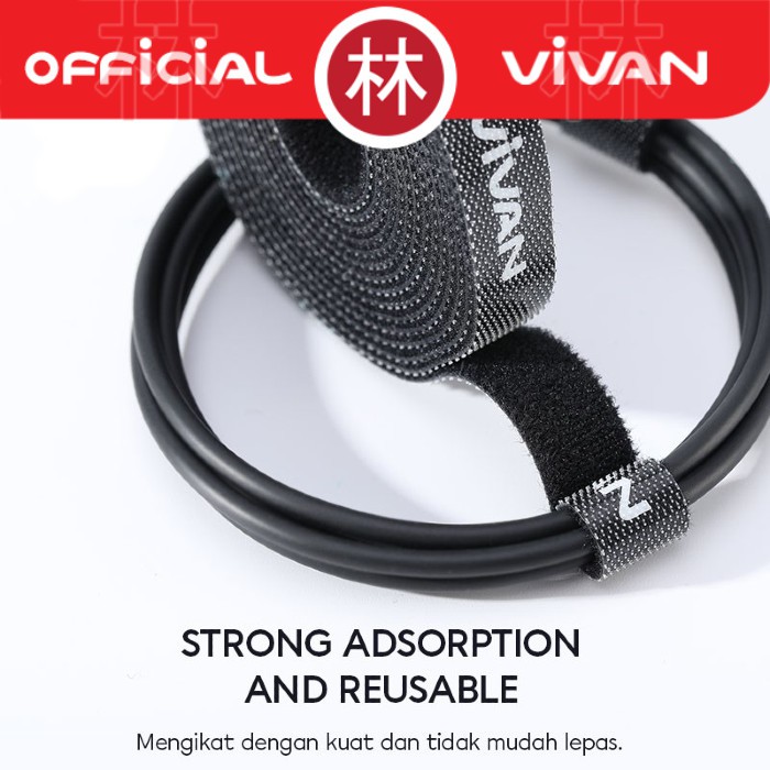 Vivan VVT02 Reusable Velcro Strap Cable Ties Perekat Pengikat 100cm