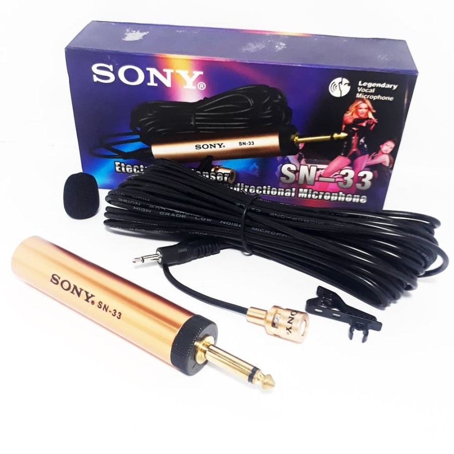 Sony Microphone Clip On SN-33 Kabel Panjang Mic Jepit Imam