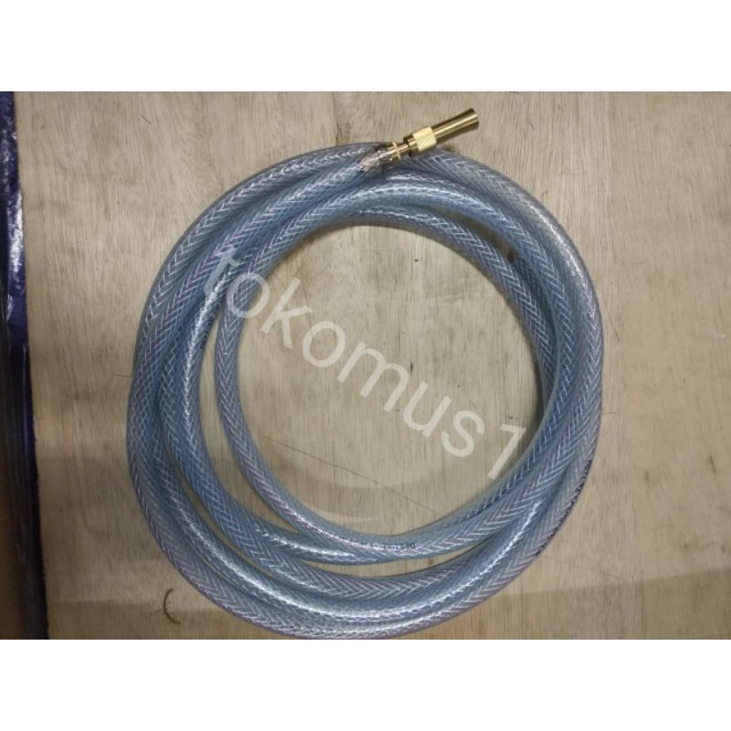 SELANG AIR BENANG BENING 5/8 × 10M + SEMPROTAN LURUS KUNINGAN BONUS KLEM 2 PCS