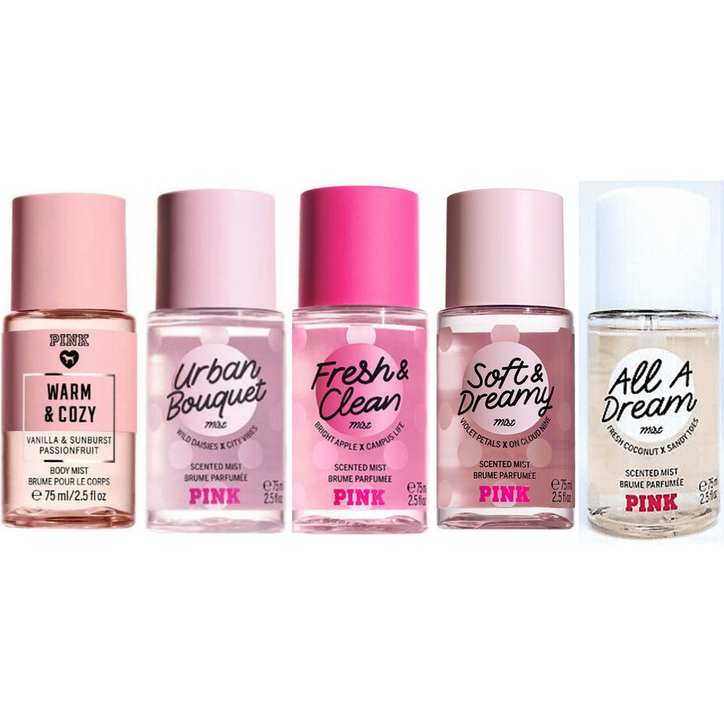 VS Victoria Secret PINK BODY MIST TRAVEL SIZE All A Dream/Warm Cozy/Fresh Clean/Urban Bouquet 75
