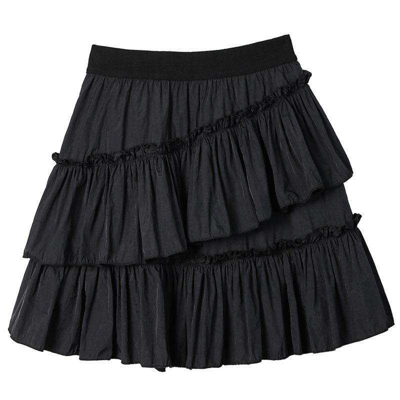 【Rozen】Pleated  Patchwork Irregular Tiered Mini Skirt  7341