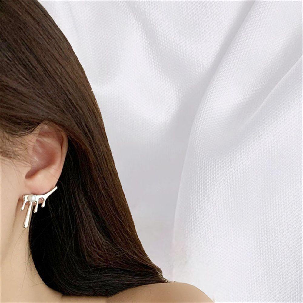 PREVA Geometric Pearl Stud Earrings Temperament Women Party Drop Earrings