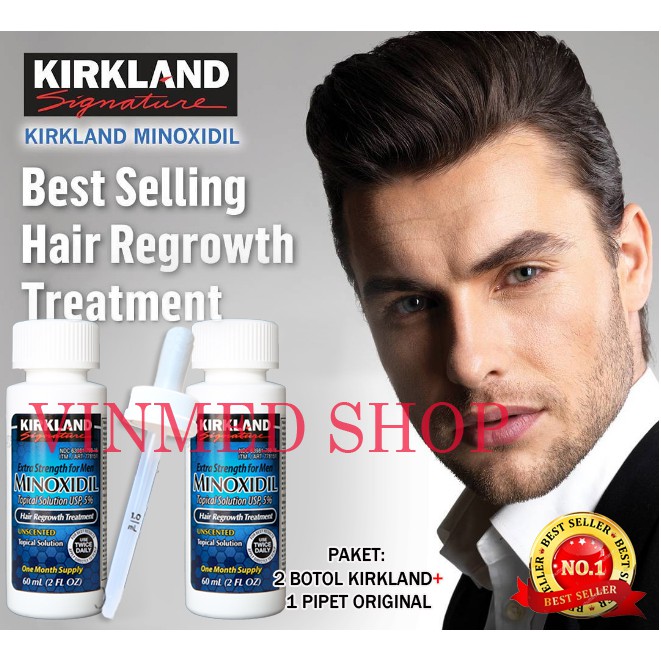 Kirkland Minoxidil 5% Paket 2 Botol+Bonus Pipet Original