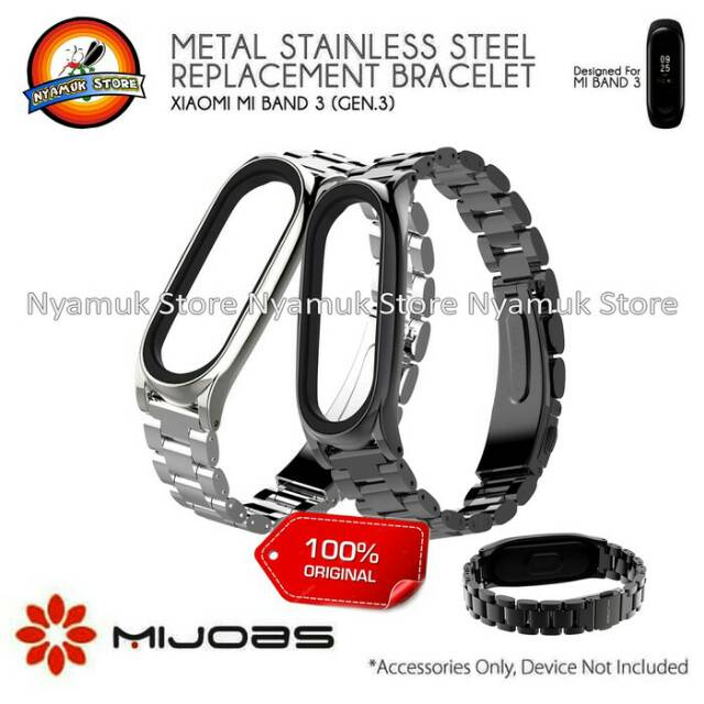 mijobs metal plus stainless steel wrist strap xiaomi mi band 4   3 original