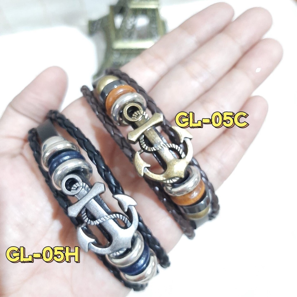 [TERMURAH] Gelang GL-05 JANGKAR Gelang Kulit Hias Jangkar Gaya Vintage