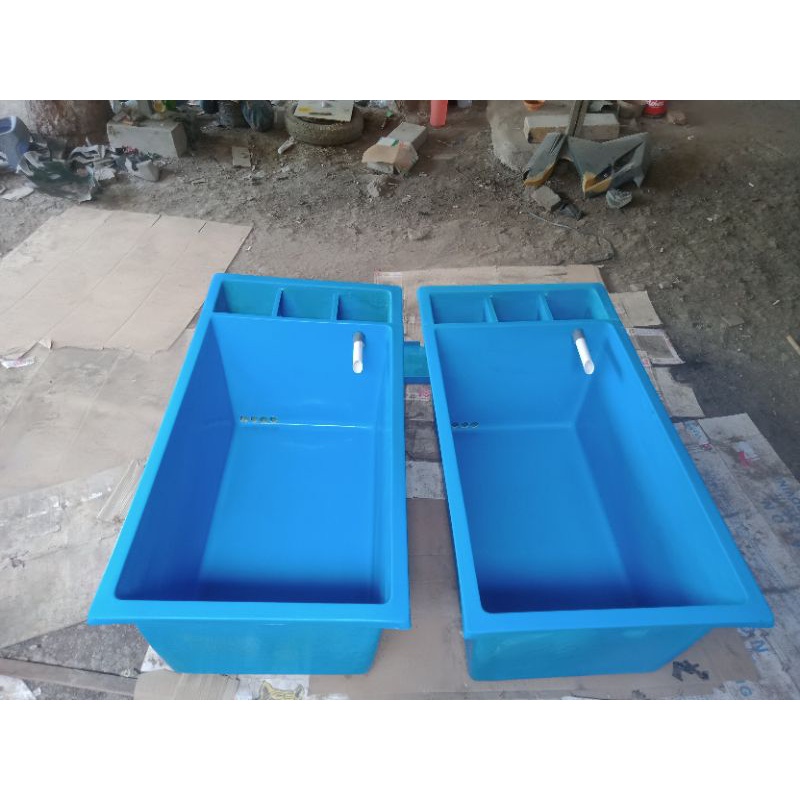 kolam/bak ikan bahan fiber glass .120*60*40+chember