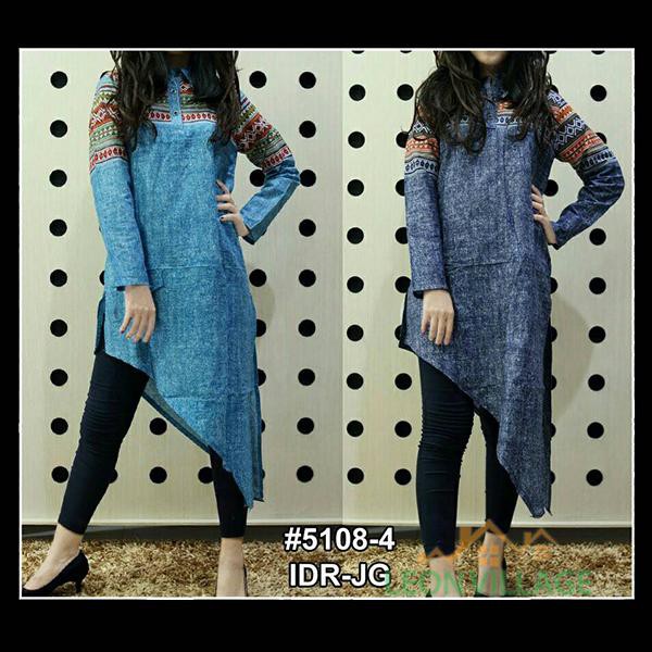 Dress Tunik Terusan Remaja Dewasa Kombinasi Batik 3 Murah 5108-04