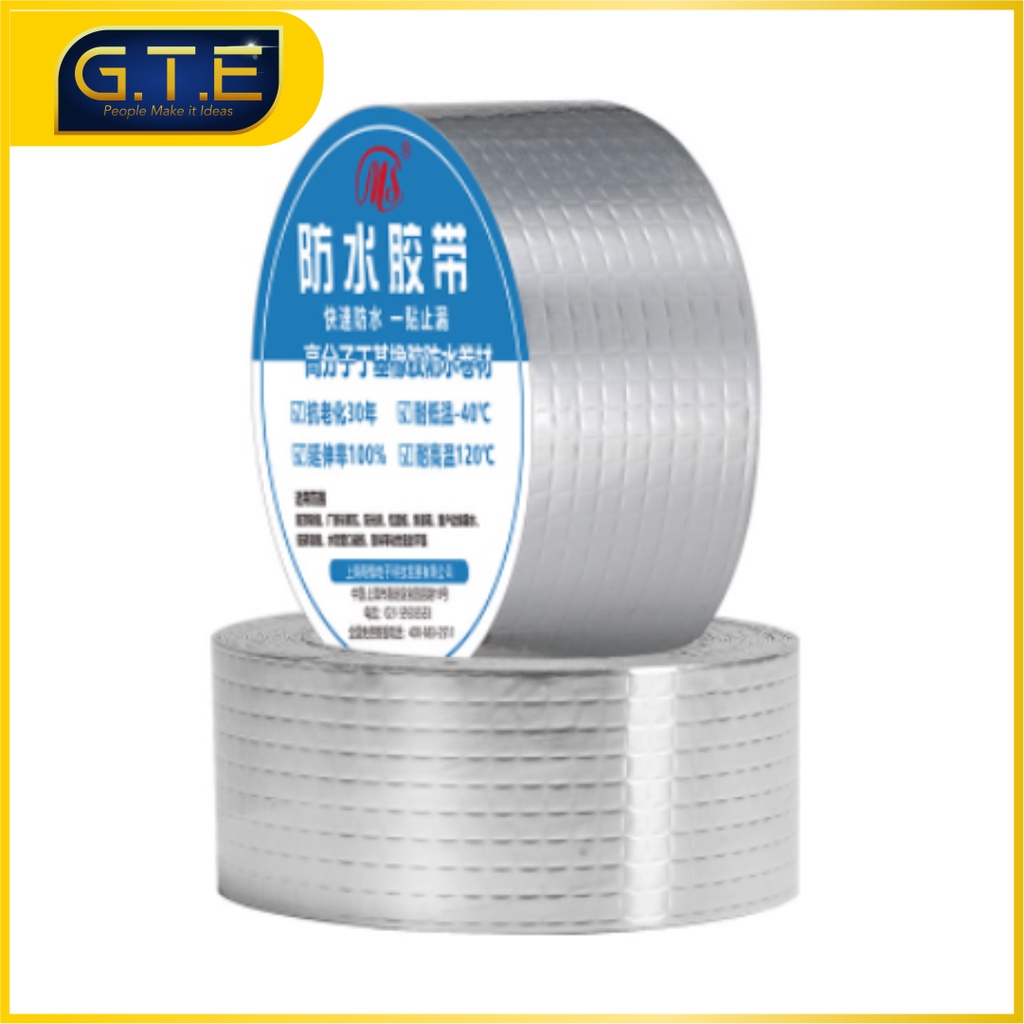 GTE | LAKBAN ANTI BOCOR ALUMINIUM BUTYL TAPE WATERPROOF TAHAN PANAS | Lakban ukuran 5x300cm / 5x500cm/10x500cm/15x500cm Anti panas Menambal Lubang