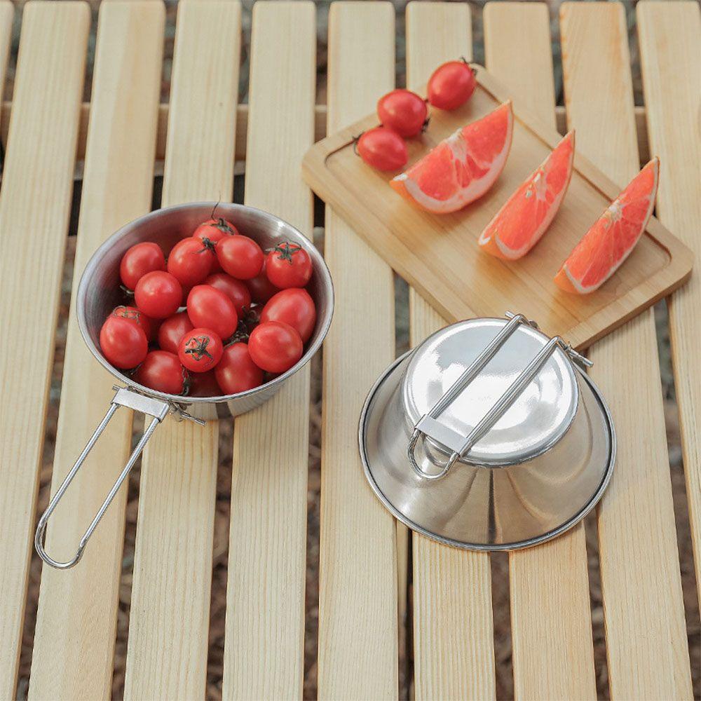Lanfy Mangkuk Lipat Outdoor Portable Camping Untuk Perjalanan Alat Luar Ruangan Piknik Mangkuk Sup Stainless Steel Bowl