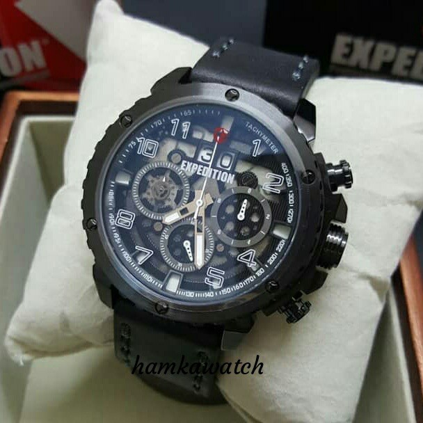 jam tangan / Watch_Id pria expedition original e6669 full black leather black