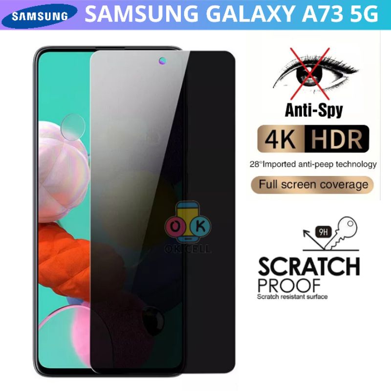 Tempered Glass Anti Spy Samsung A73 Tg Anti Gores Full Layar Screen Protector