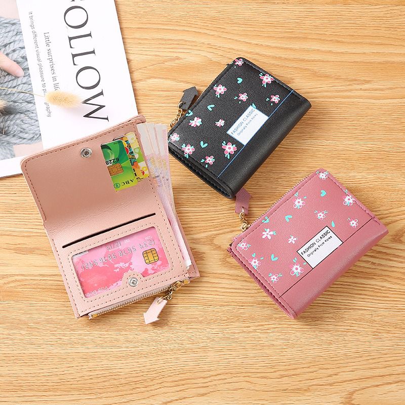 ZY 53  Dompet Lipat Mini Wanita Motif bunga Import