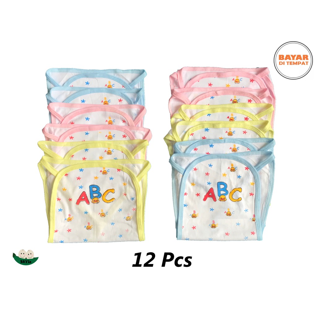 BAYIe - 12 pcs (1 lusin) Popok Bayi Kain Tali  ABC