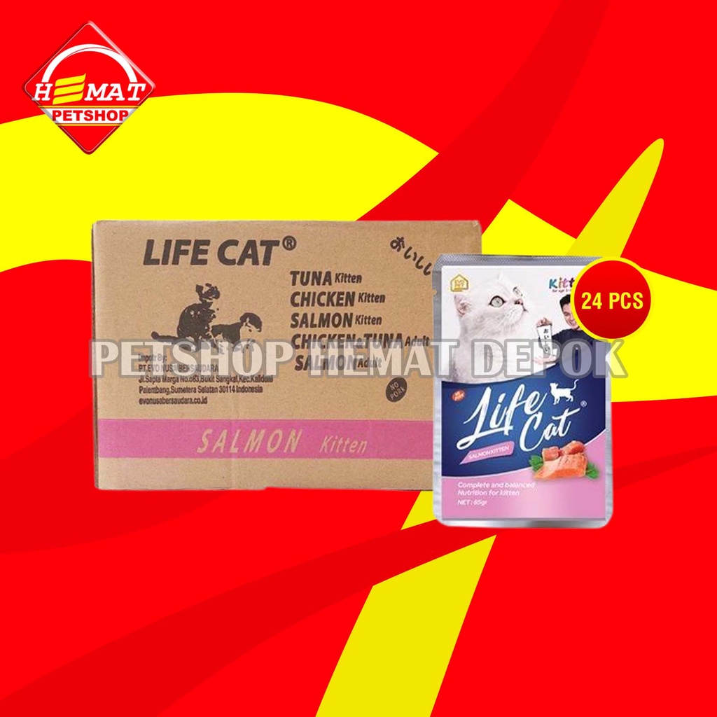 Makanan Basah Kucing Life Cat Sachet Pouch Grosir Dus isi 24 PCS 85 GR