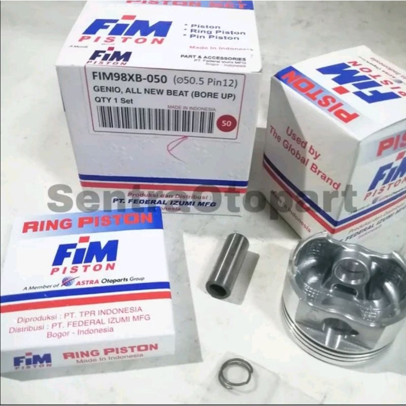 Piston seher kit bore up beat fi led genio tipe xb oversize 50 fim