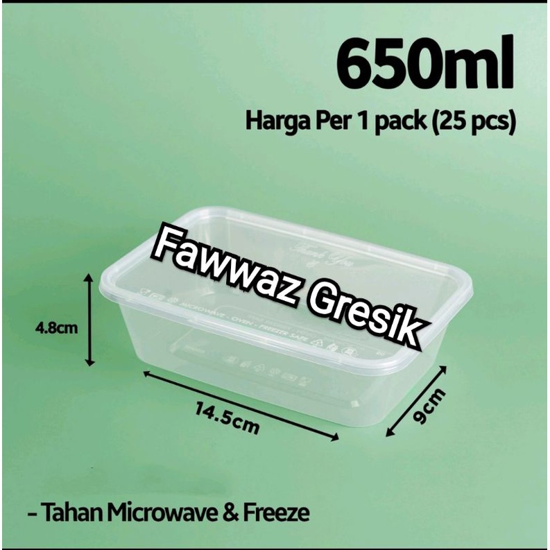Thinwall Kotak Makan Plastik 650 ml  / Mika Box / Persegi Panjang