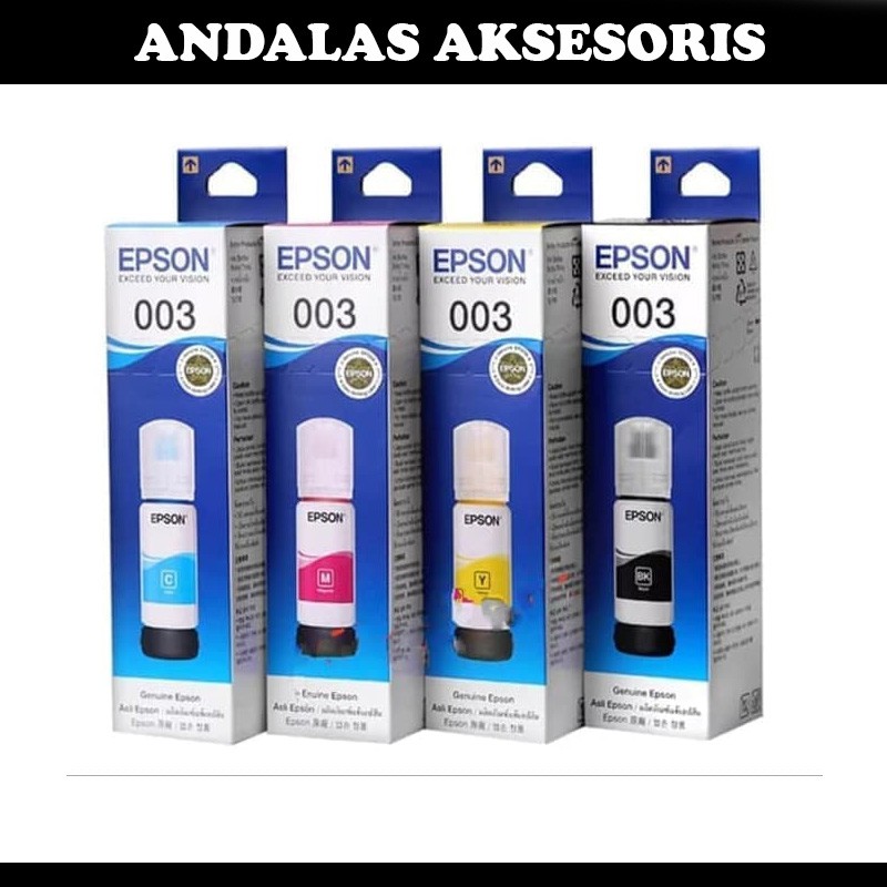 Tinta Epson EcoTank 003 Original Cyan Magenta Yellow Black Refil Ink Printer L1110 L3110 L3150 L5190