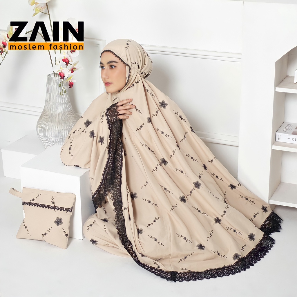 ZAIN - Mukena Dewasa Katun Premium Bordir Bunga Jasmine