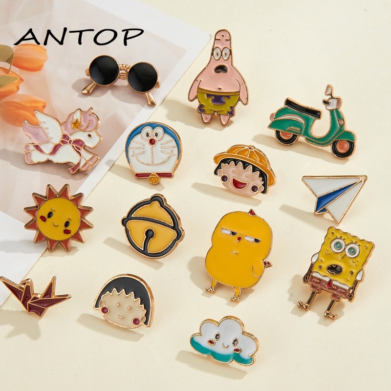 Bros Kartun Indah Gaya Jepang Ins Pin Lencana Dekorasi Garis Leher Individu ANTOP