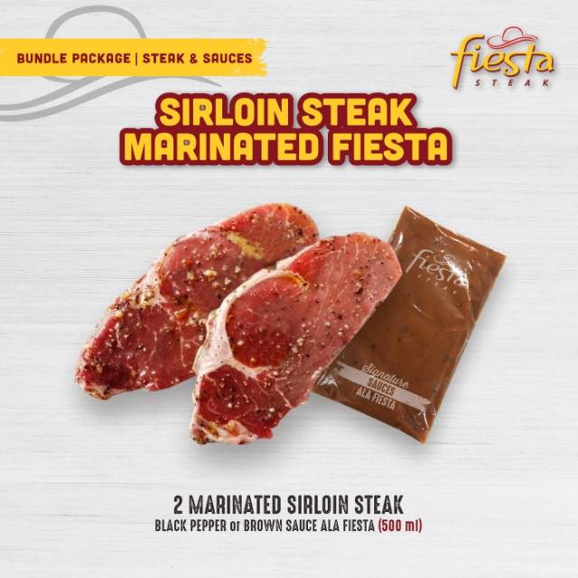 

Fiesta Steak Marinated Sirloin Steak Lokal with Saos Black Pepper/Brown - Daging Sapi Frozen