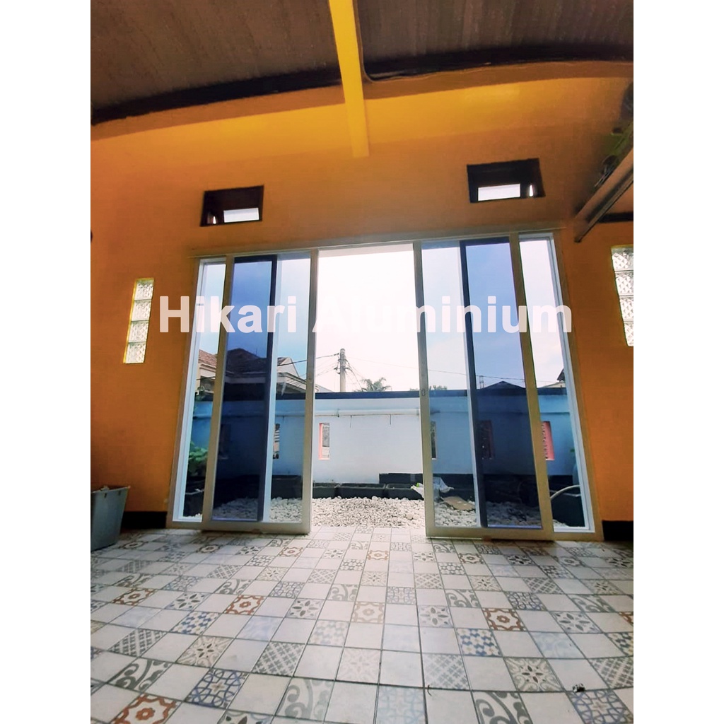 Pintu Geser Aluminium, Sliding Door Aluminium Partisi Kaca Mati