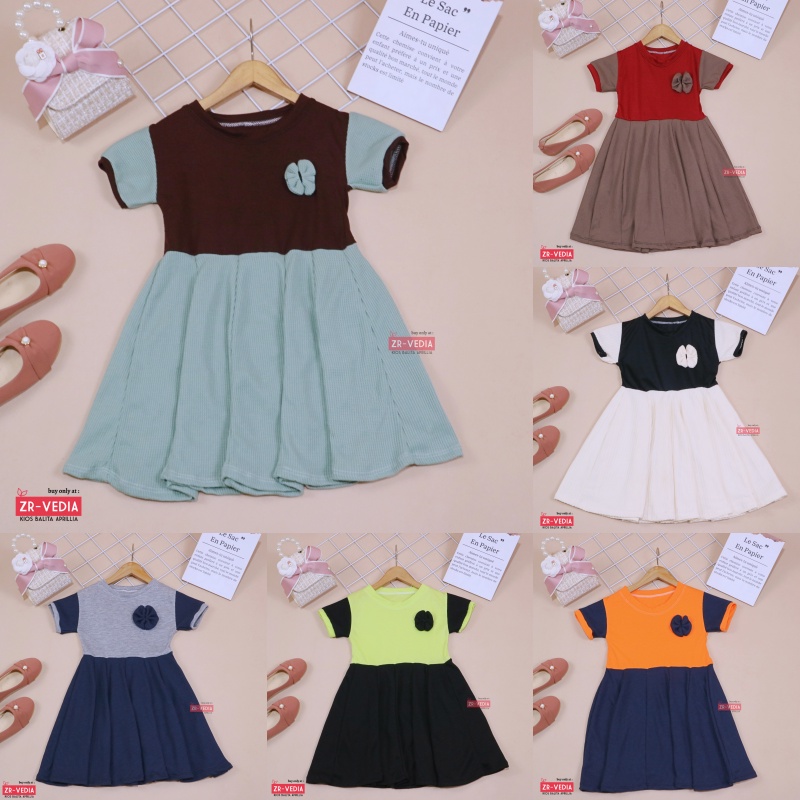 Dress Maudy uk 1-2 Tahun / Baju Balita Cewek Dres Anak Perempuan Harian Gaun Pesta Murah