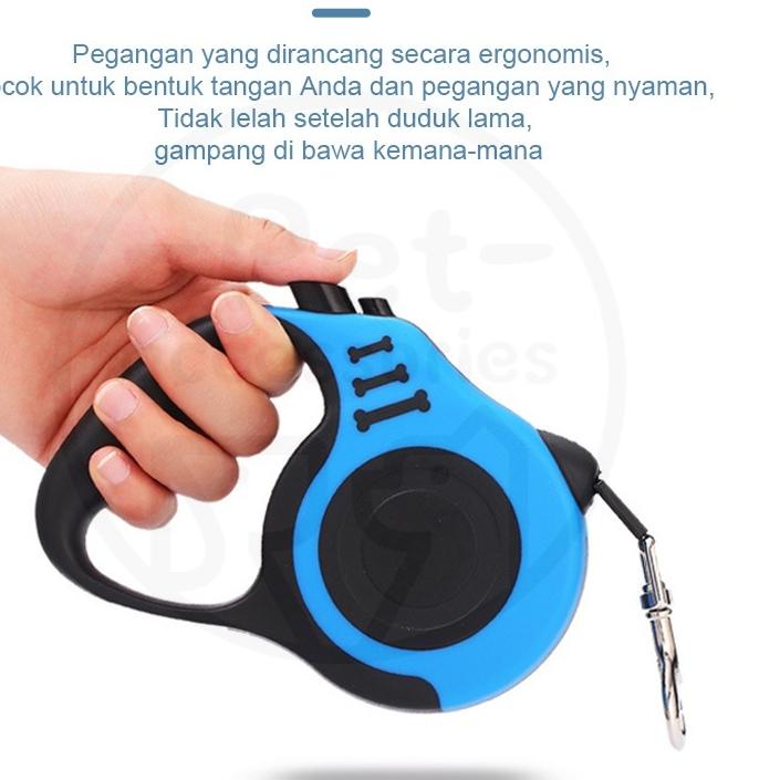 tali hewan peliharaan otomatis dan fleksibel bisa panjang dan pendek dengan panjang maksimal 3 meter