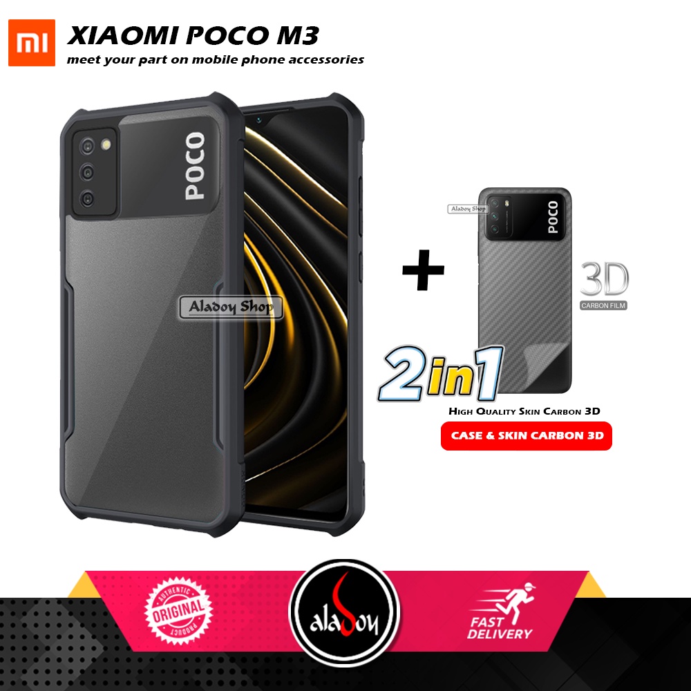 Case XIAOMI POCO M3 Armor Fusion Transparent Casing Free Skin Carbon 3D