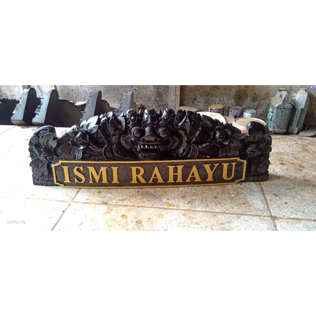 Papan nama Ukiran barong Bali nameplate ukiran handmade hiasan dekorasi