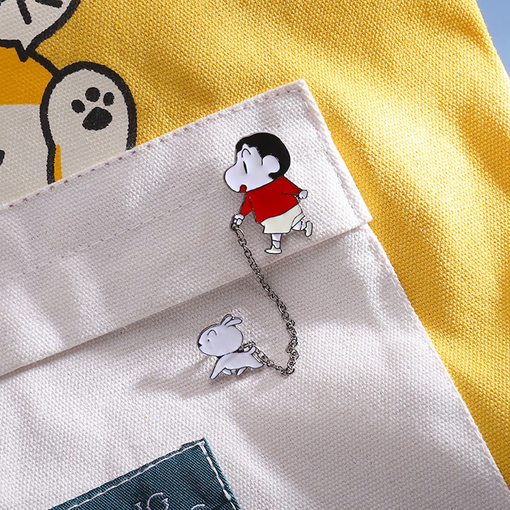 Needway  Enamel Crayon Shin-Chan Brooch Pin Animal Dog Collar Accessories Badge Pin Anime Unique Bag Decoration Cartoon Collection Gift Fashion Jewelry