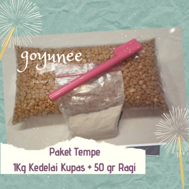 

Paket tempe (kacang kedelai kupas & ragi)