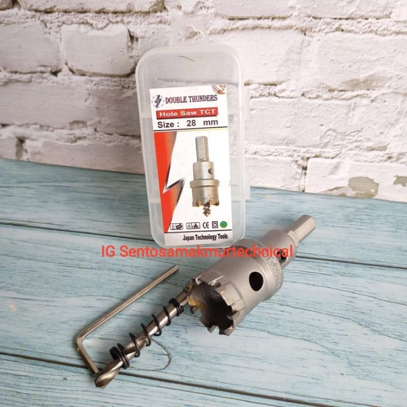 DOUBLE THUNDER 28 MM Hole Saw Mata Bor Besi Stainless Baja TCT 28mm