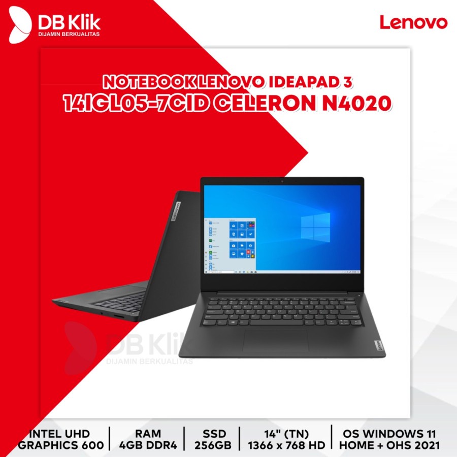 Notebook LENOVO IP 3-14IGL05-7CID Cel N4020 4G/256GB NoDVD W11+OHS 14"