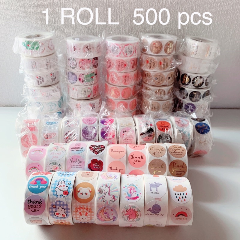 

1 Roll [500pcs] Sticker/Stiker Label Thank You untuk segel kemasan