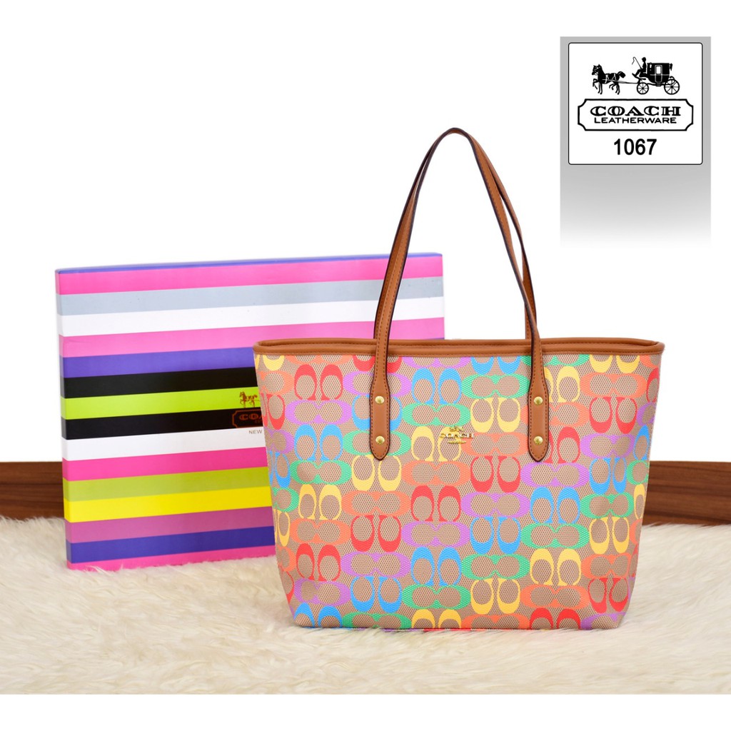 Coach Tote Bag Rainbow 1067# Tas Import Fashion Wanita