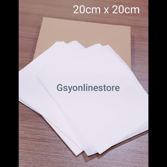 

Uk. 20x20 cm, Kertas Roti Putih , Food Grade , Harga /Rim isi 500 Lemb