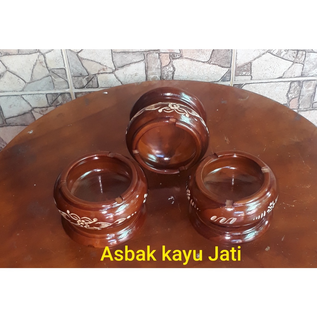 Asbak Kayu Jati Ukiran