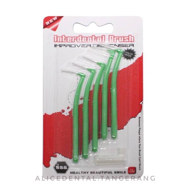 Interdental brush bengkok isi 5 sikat sela gigi ortho behel pembersih sela gigi orthodontic sss 0,5mm 0.5mm