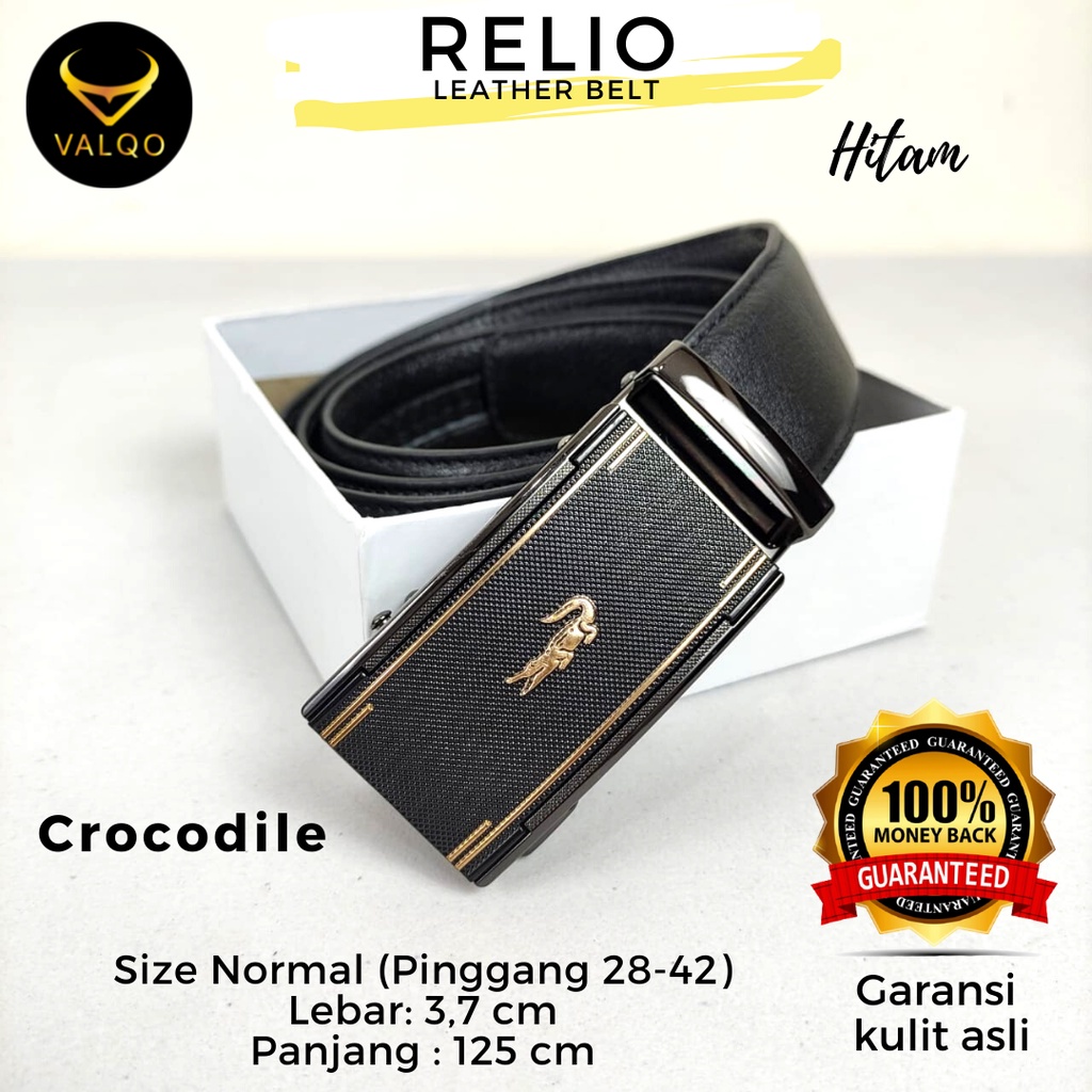 [VALQO] RELIO 125 CM Hitam Coklat Ikat Pinggang kulit sapi Rel Sabuk Cowok Pria Ukuran Standar Normal